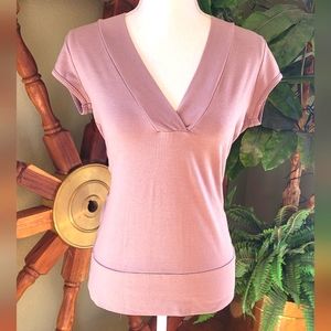 Vintage y2k Fairy Indie Grunge Mauve Cinched V-Neck Babydoll Top